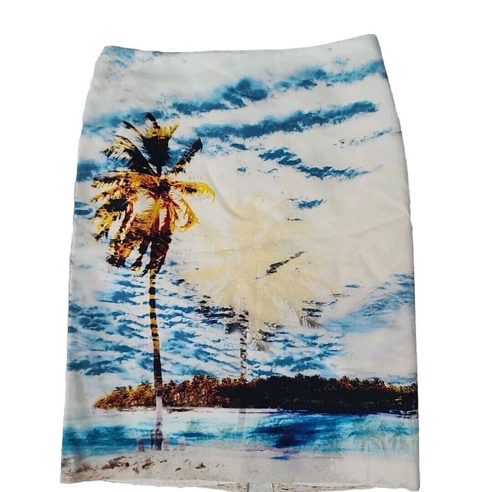 Lord & Taylor $110 RTL Palm Beach Graphic Print Lined Pencil Skirt Sz 8P NWT - Picture 2 of 8